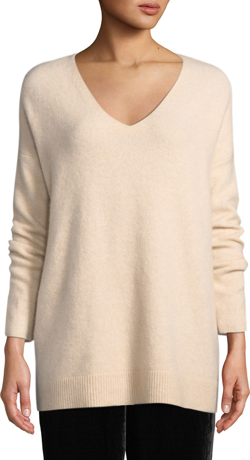 Eileen Fisher Boucle Bliss Cashmere-Blend V-Neck Tunic Sweater