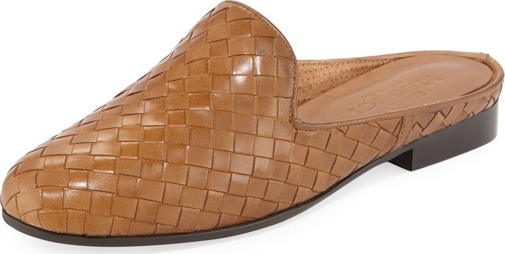 Sesto Meucci Nixie Woven Calf Slide Mule, Brown