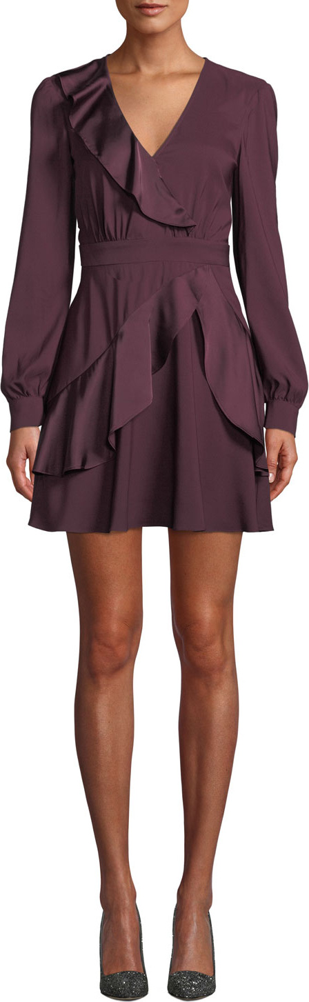 Parker Nancy Long-Sleeve Ruffle Combo Mini Dress