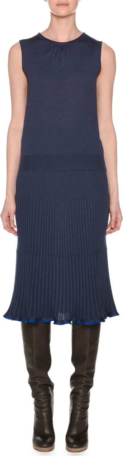 Agnona Sleeveless Crewneck Knit Pullover Top