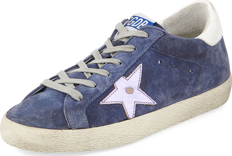 Golden Goose Deluxe Brand Superstar Suede Platform Low-Top Sneaker with Leather Star