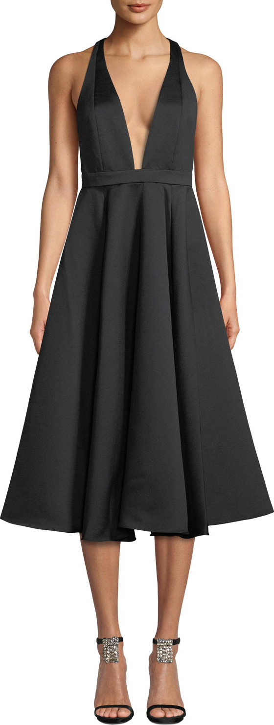 Jay Godfrey Sewelyn Plunge-Neck Fit-and-Flare Dress