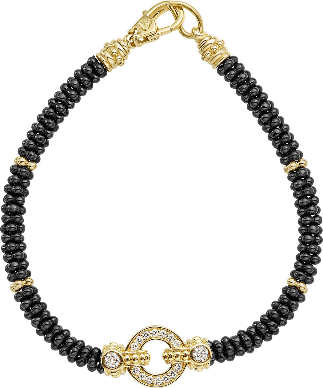 LAGOS 12mm Circle Game Black Caviar Bracelet with Diamonds
