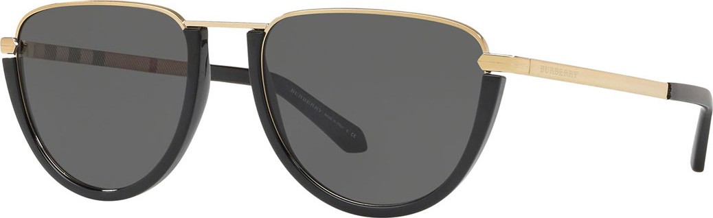 Burberry London England Flat Top Metal Aviator Sunglasses