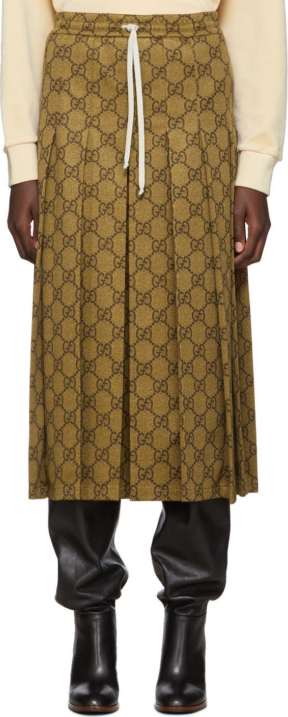 Gucci Beige GG Pleated Skirt