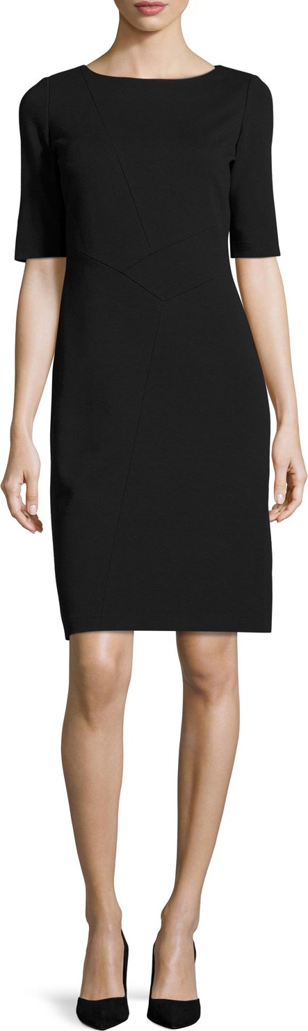 Lafayette 148 New York Asymmetric-Seamed Punto Milano Sheath Dress