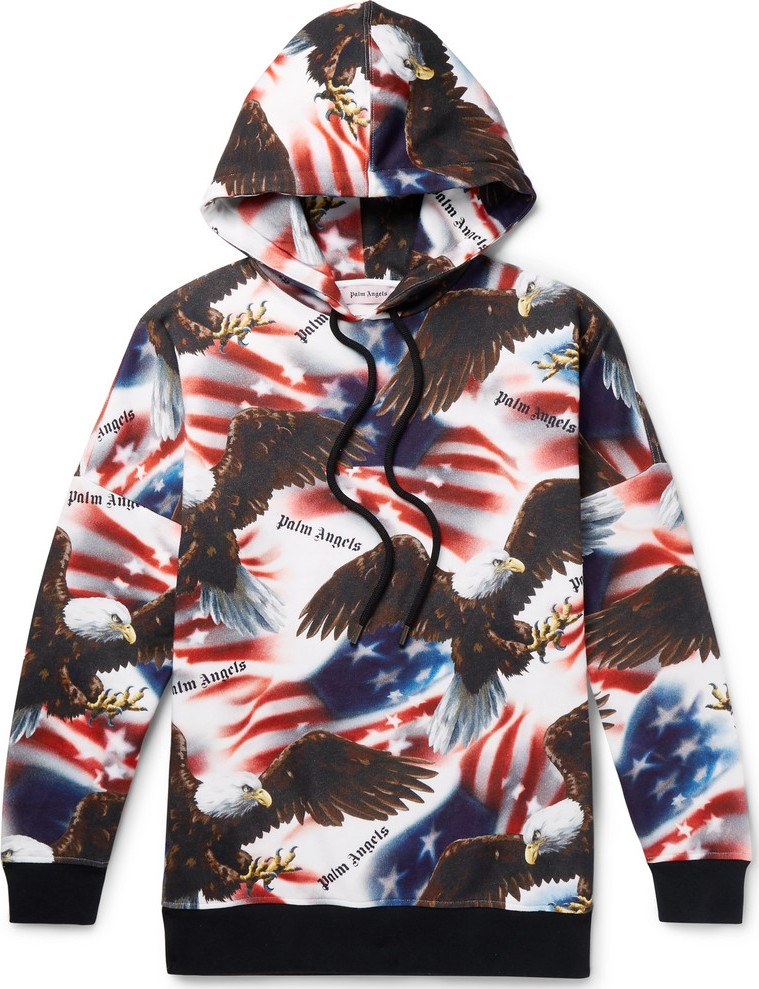 Palm Angels Printed Fleece-Back Cotton-Jersey Hoodie