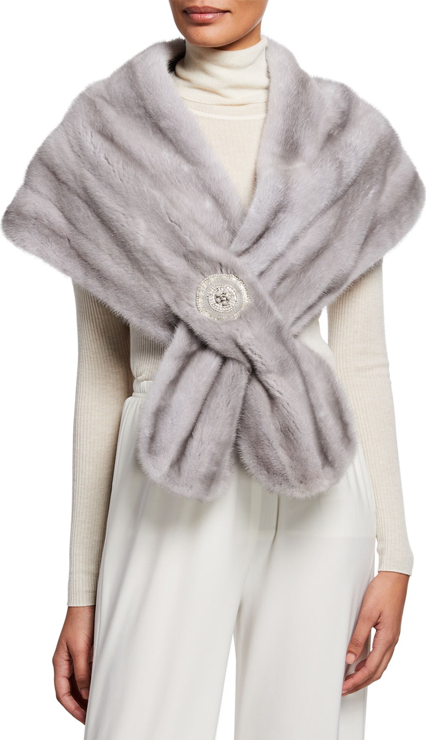 Carolyn Rowan Mink Fur Stole With Frayed Chain