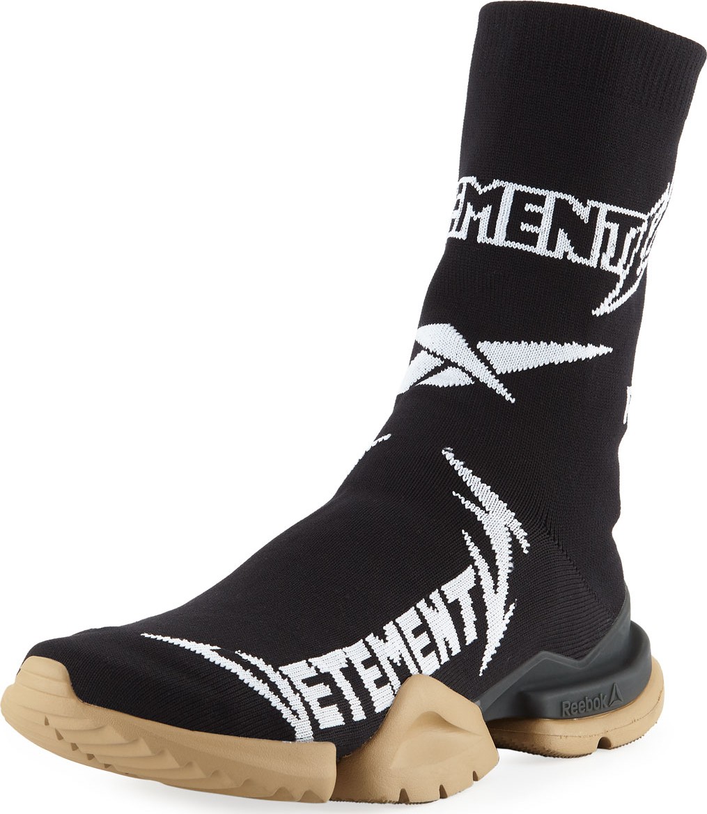 Vetements Metal-Print Tall Sock Boot Sneakers