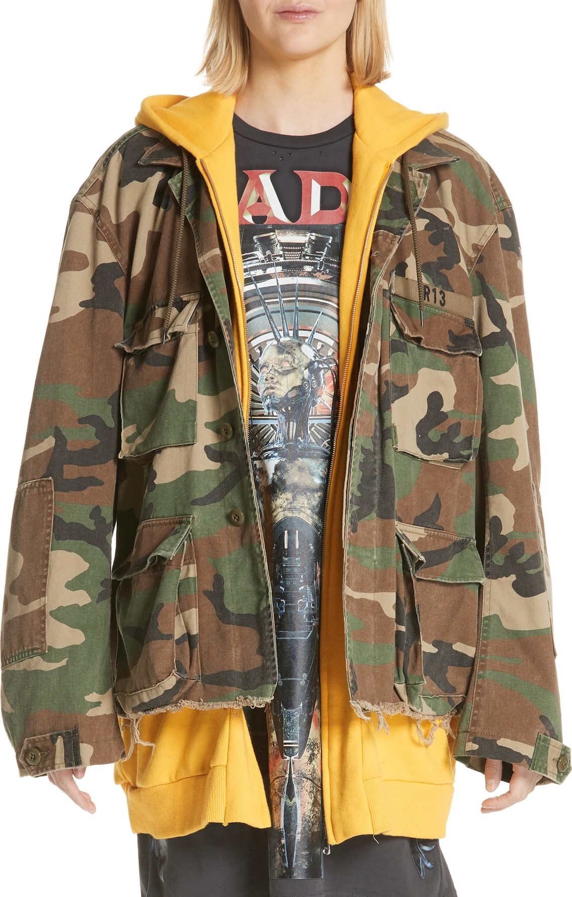 R13 Camo Abu Jacket with Long Hoodie
