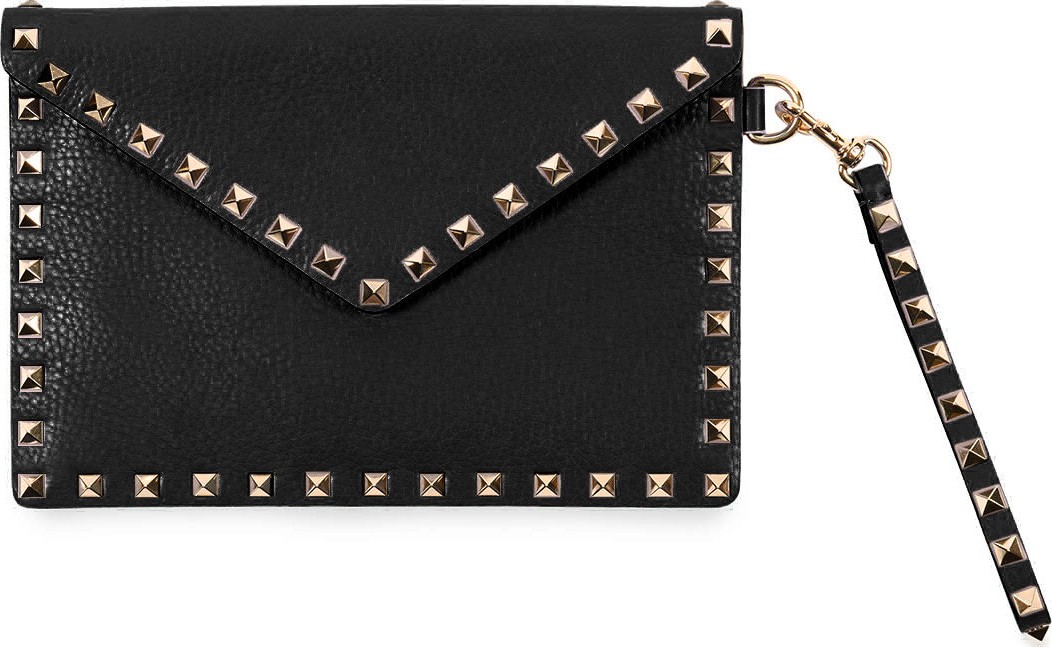 Valentino Rockstud Envelope Flap Wristlet Pouch