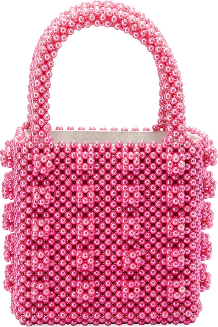 Shrimps Antonia Beaded Top Handle Bag  Fuchsia