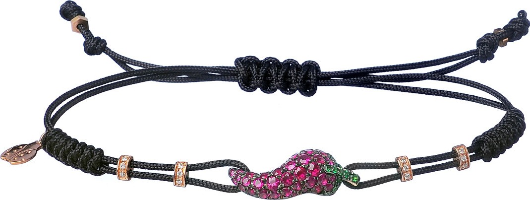 Pippo Perez 18k Pink Gold, Diamond & Ruby Medium Pepper Pull-Cord Bracelet
