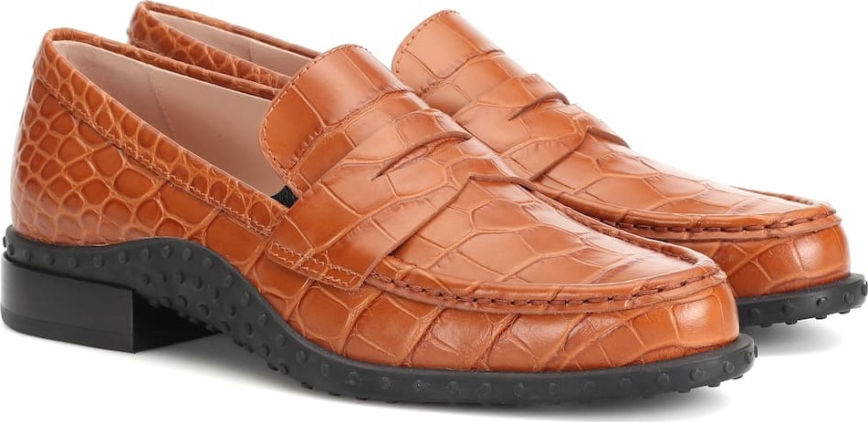 Tod's Croc-effect leather loafers