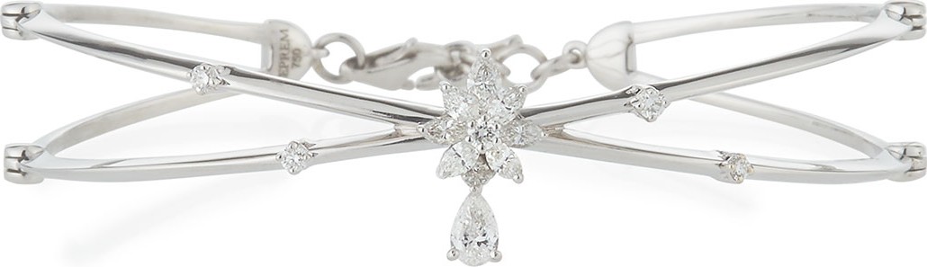 Yeprem Crisscross 18K White Gold Bracelet with Diamonds