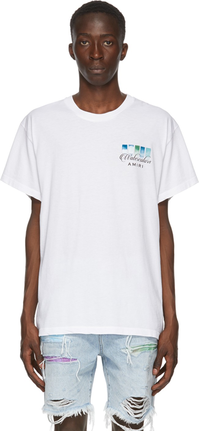 Amiri White 'Watercolors' T-Shirt