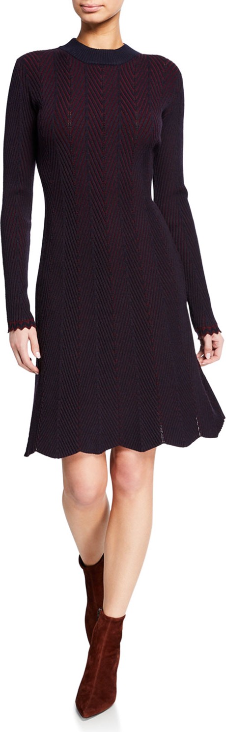 See By Chloé Long-Sleeve Crewneck Knit Dress