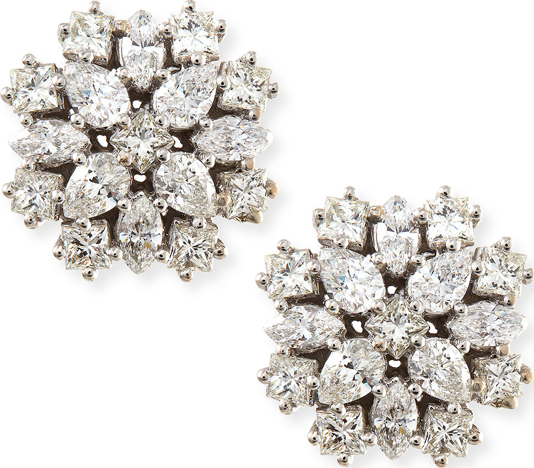 Paul Morelli 18k White Gold Diamond Cluster Stud Earrings, 12mm