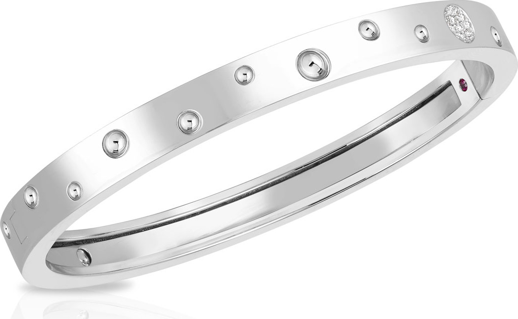 Roberto Coin Pois Moi Luna 18k White Gold Thin Bangle