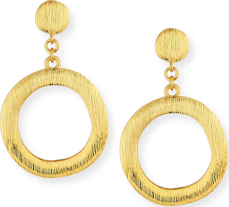 NEST Jewelry Brushed Golden Hoop Drop Earrings