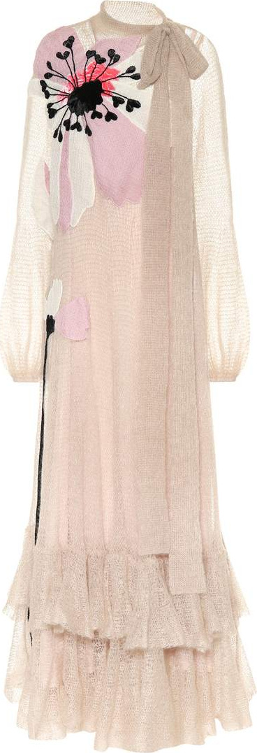 Valentino Embellished mohair-blend gown