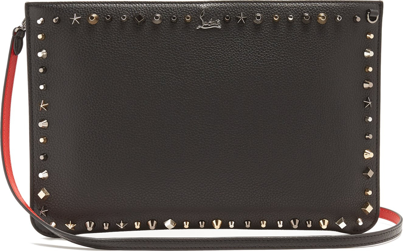 Christian Louboutin Loubi stud-embellished leather clutch