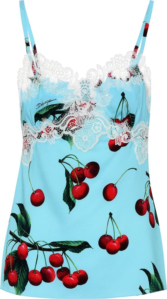 Dolce & Gabbana Exclusive to Mytheresa – cherry printed silk and lace camisole