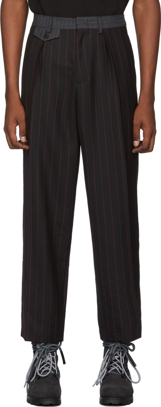 McQ - Alexander McQueen Black Pinstripe Ben Trousers