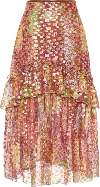 Dundas Silk-blend jacquard midi skirt