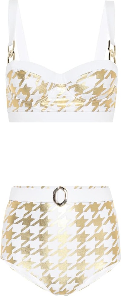 Balmain Exclusive to Mytheresa – Houndstooth-printed bikini