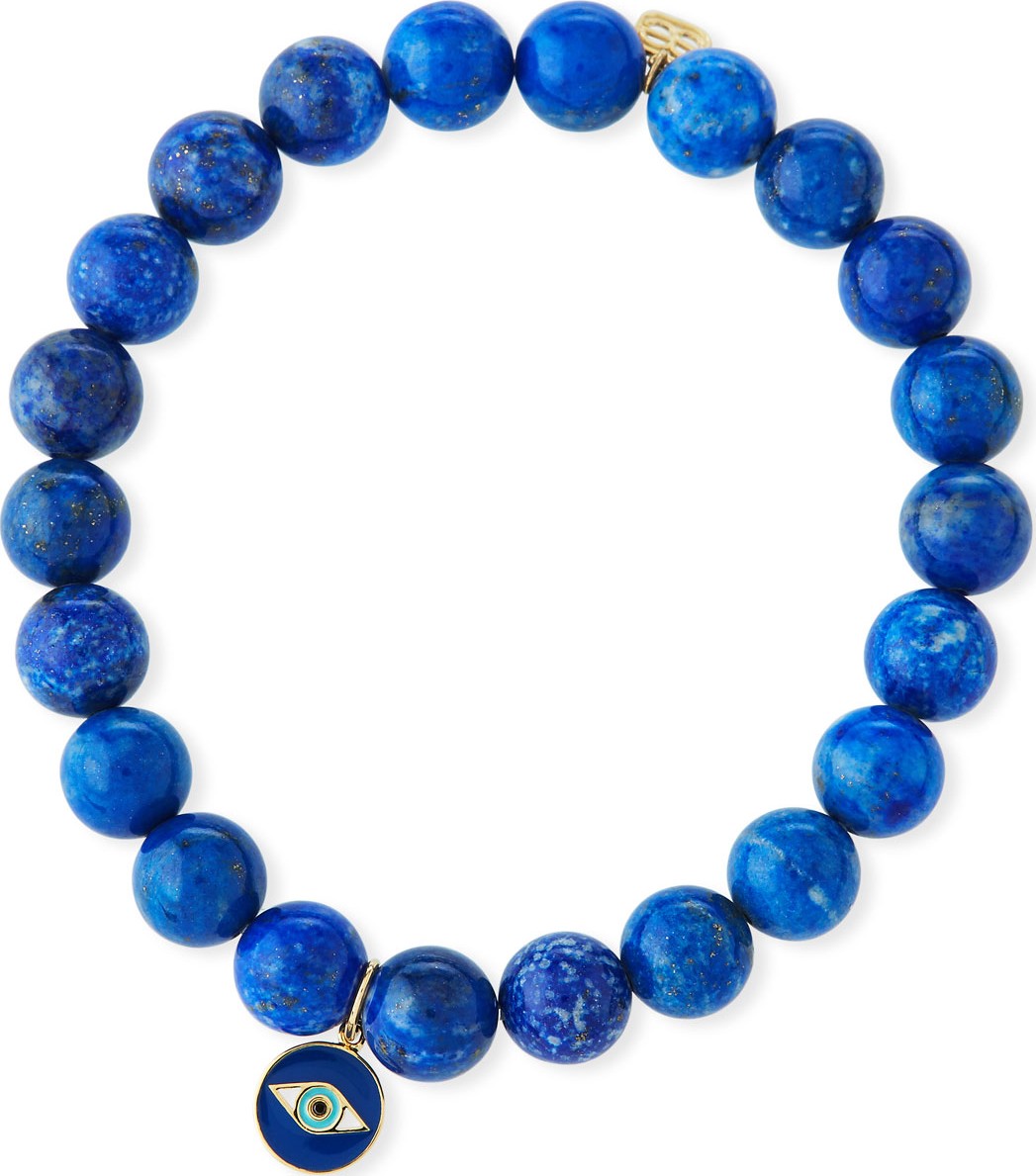 Sydney Evan Lapis & Evil Eye Medallion Bracelet