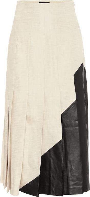 Joseph Saar Shantung linen and leather skirt