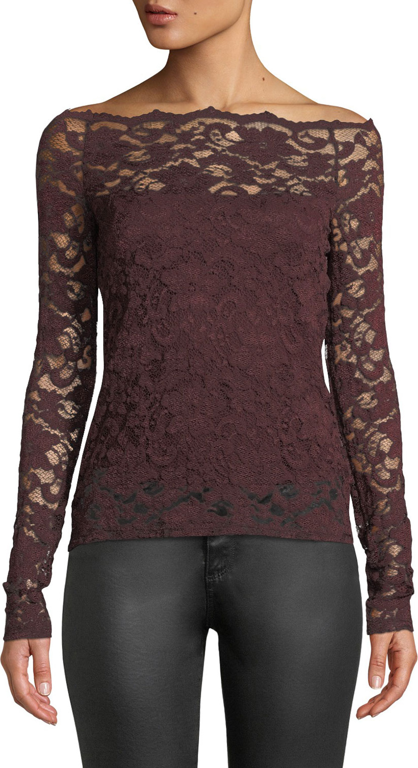 Bailey 44 Black Site Lace Off-Shoulder Top