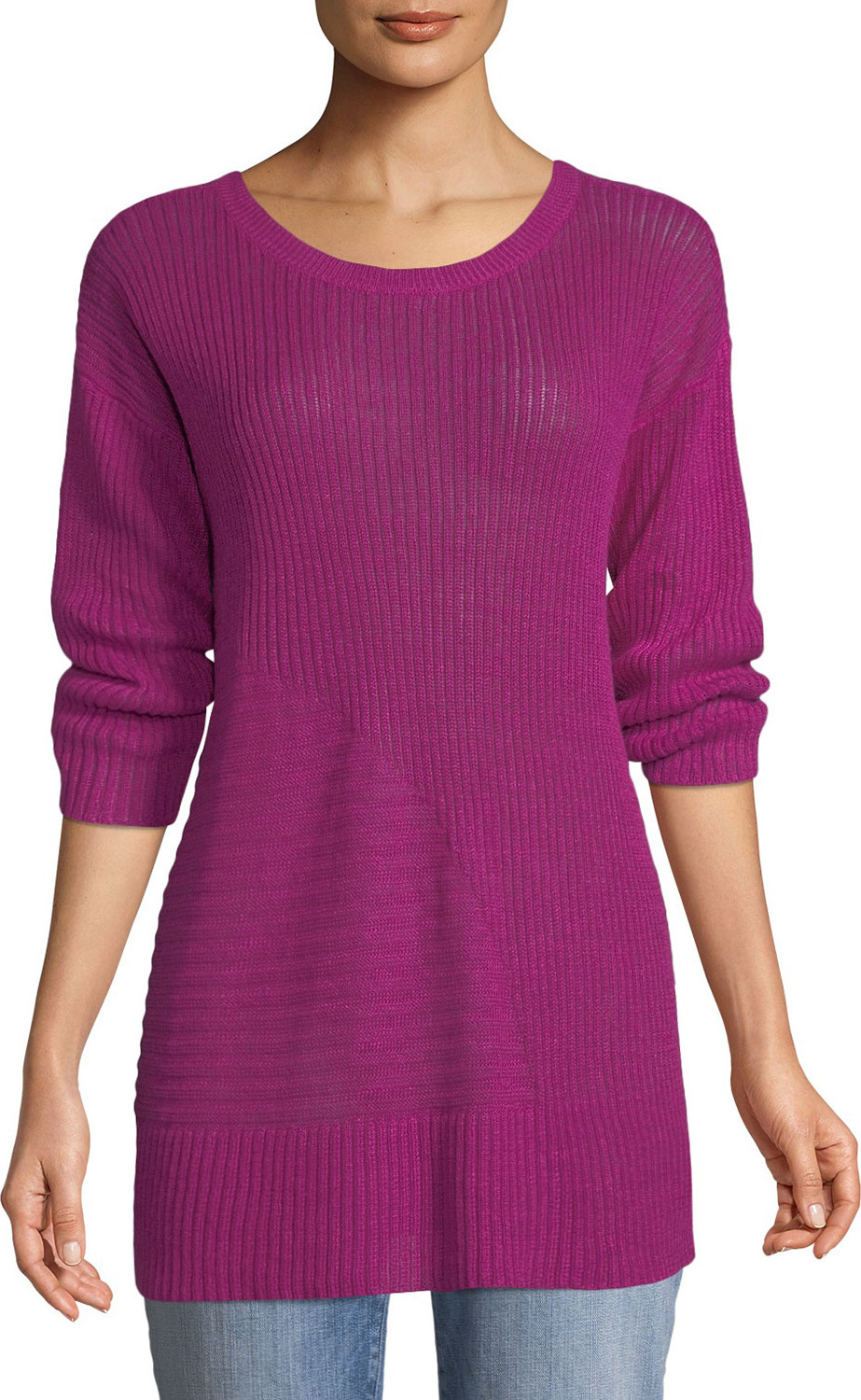 Eileen Fisher Organic Linen 3/4-Sleeve Easy Tunic