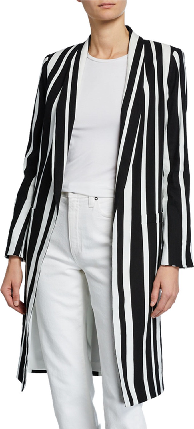 Alice + Olivia Kylie Striped Long Easy Jacket Alice + Olivia Kylie Striped Long Easy Jacket