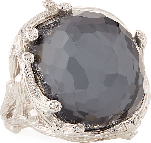 Michael Aram Enchanted Forest Hematite & Diamond Ring