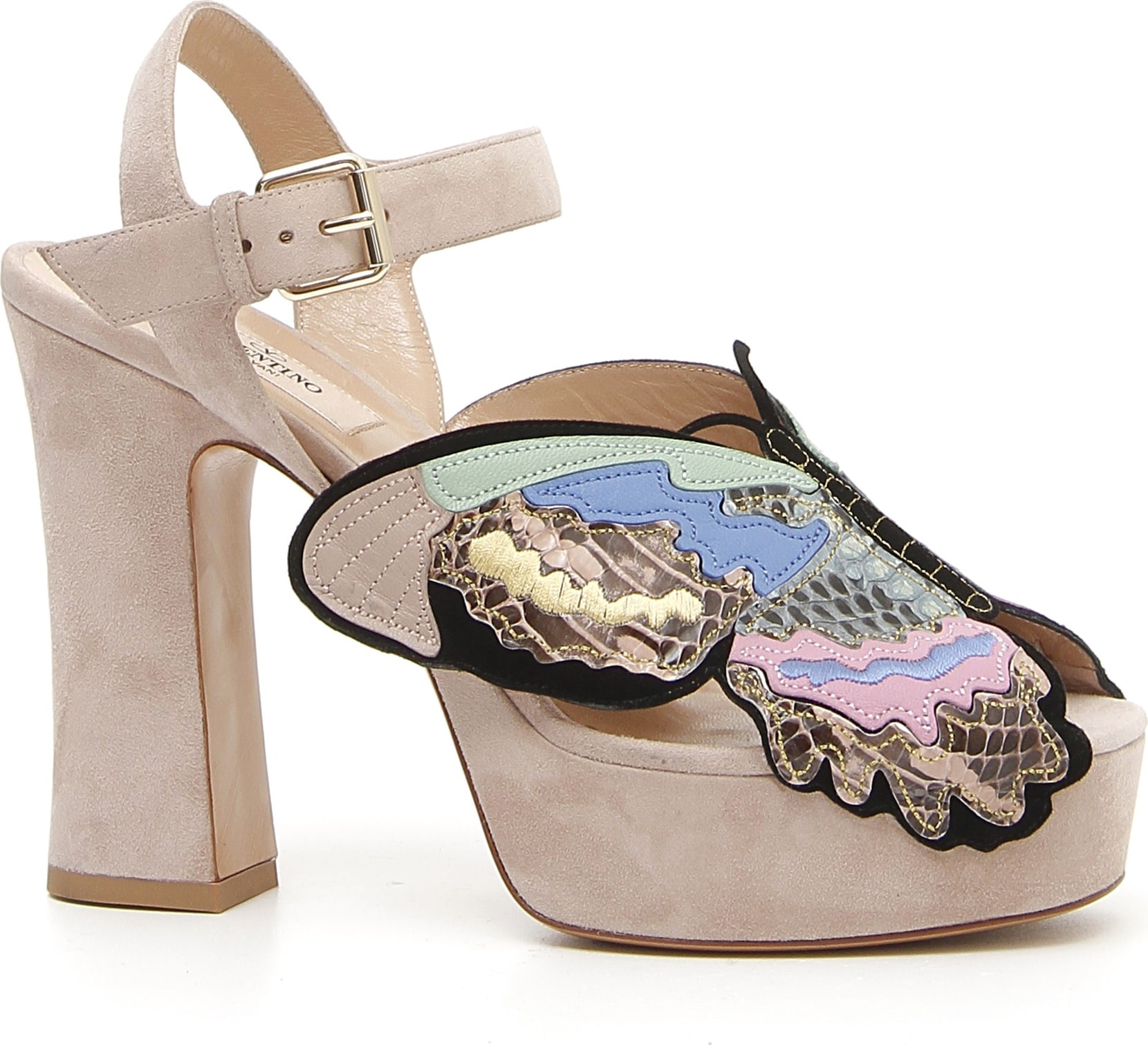 Valentino Butterfly Genuine Snakeskin Platform Sandal