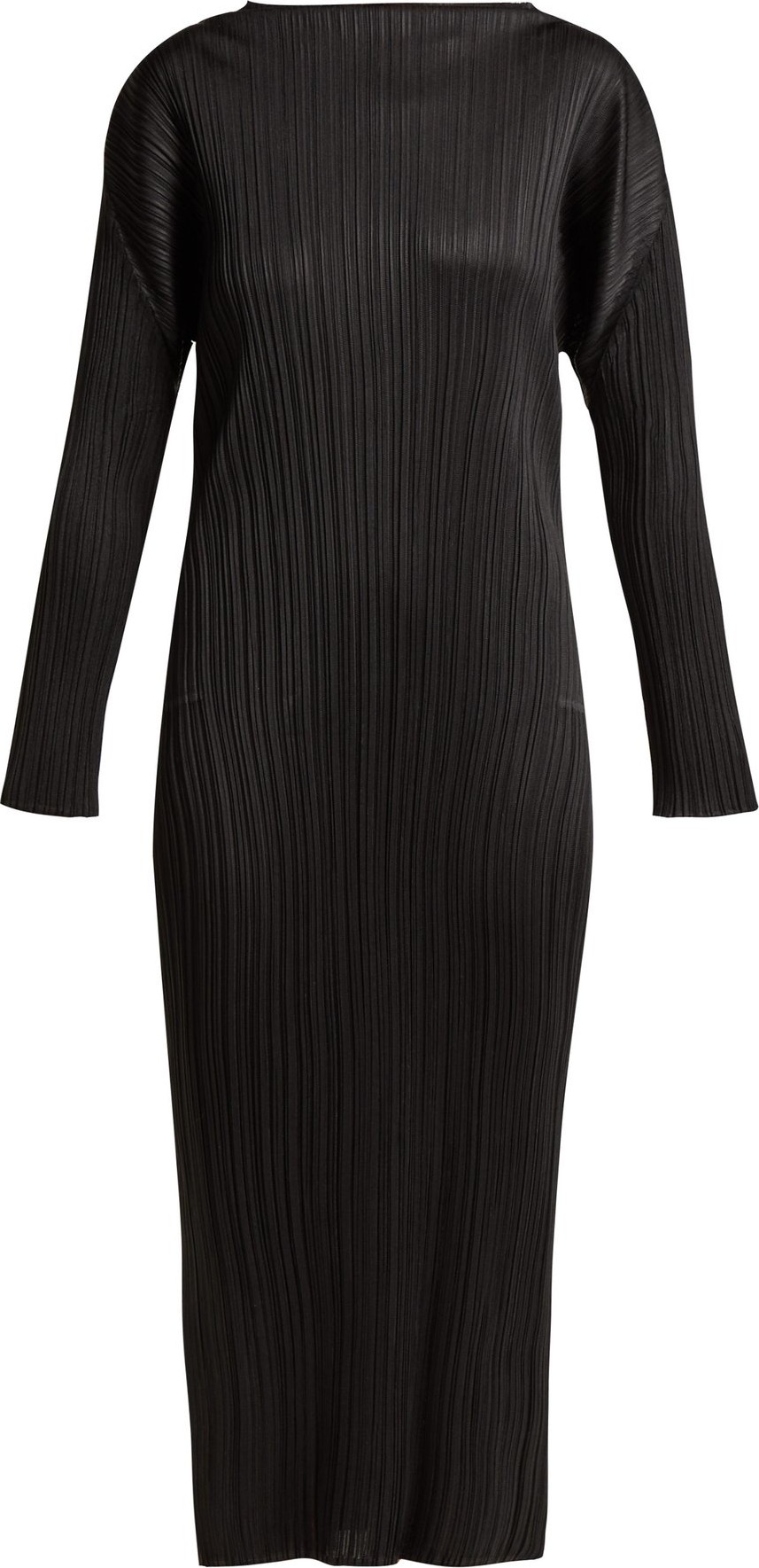 Pleats Please By Issey Miyake Pleated long-sleeved midi dress