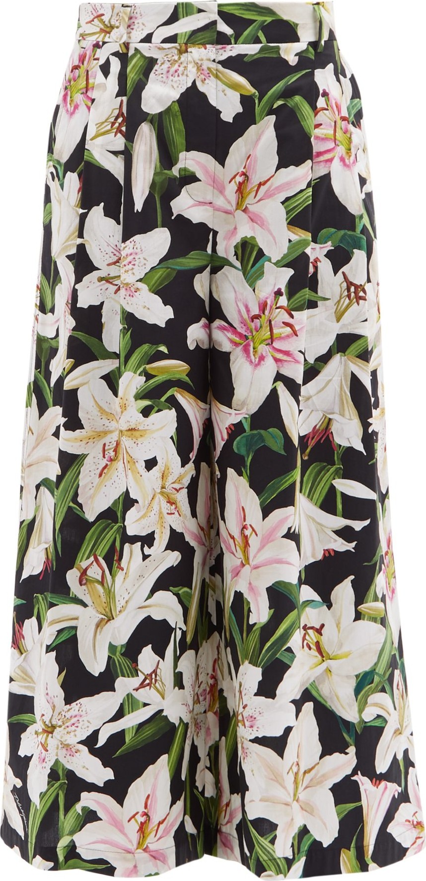 Dolce & Gabbana Lily-print high-rise cotton culotte trousers