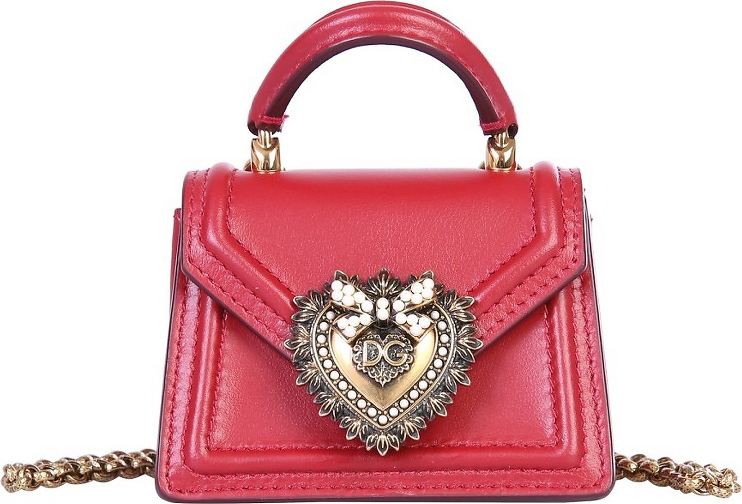 Dolce & Gabbana Bright Red Leather Micro Devotion Bag Dolce & Gabbana Bright Red Leather Micro Devotion Bag
