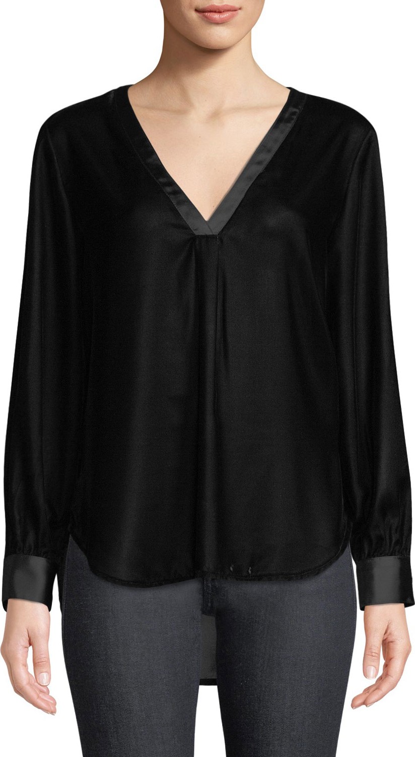Finley Celeste Whisper Velvet V-Neck Blouse