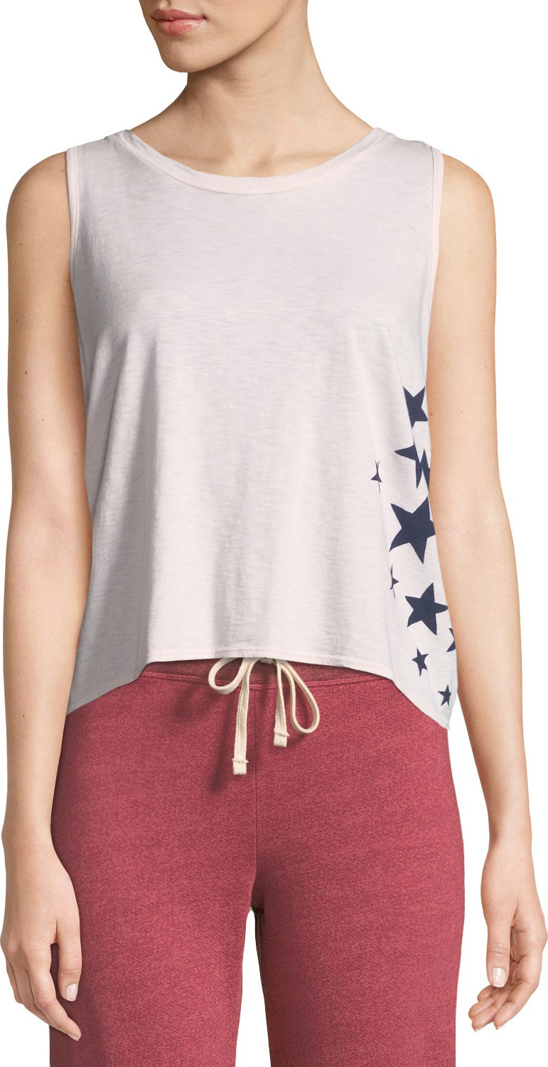 SUNDRY Star-Print Tie-Back Cotton Tank