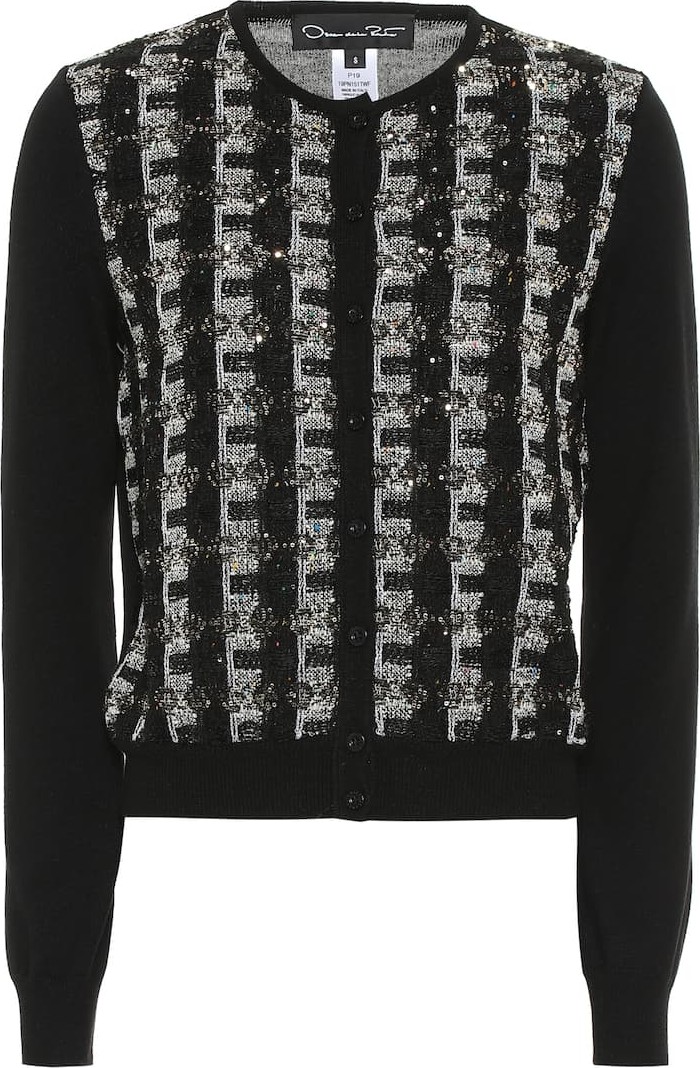Oscar De La Renta Sequinned wool cardigan