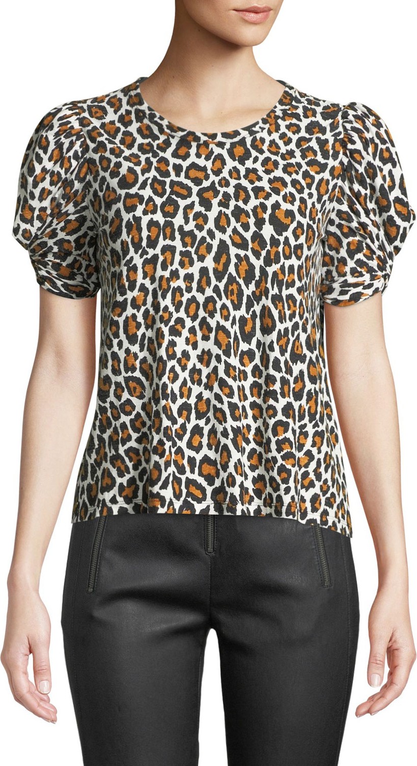 A.L.C. Kati Leopard-Print Puff-Sleeve Tee