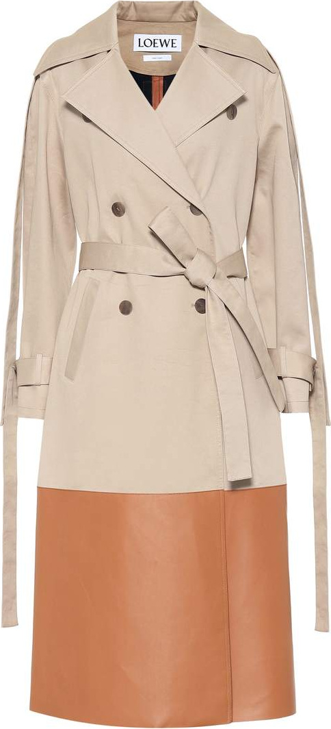 LOEWE Leather-trimmed trench coat