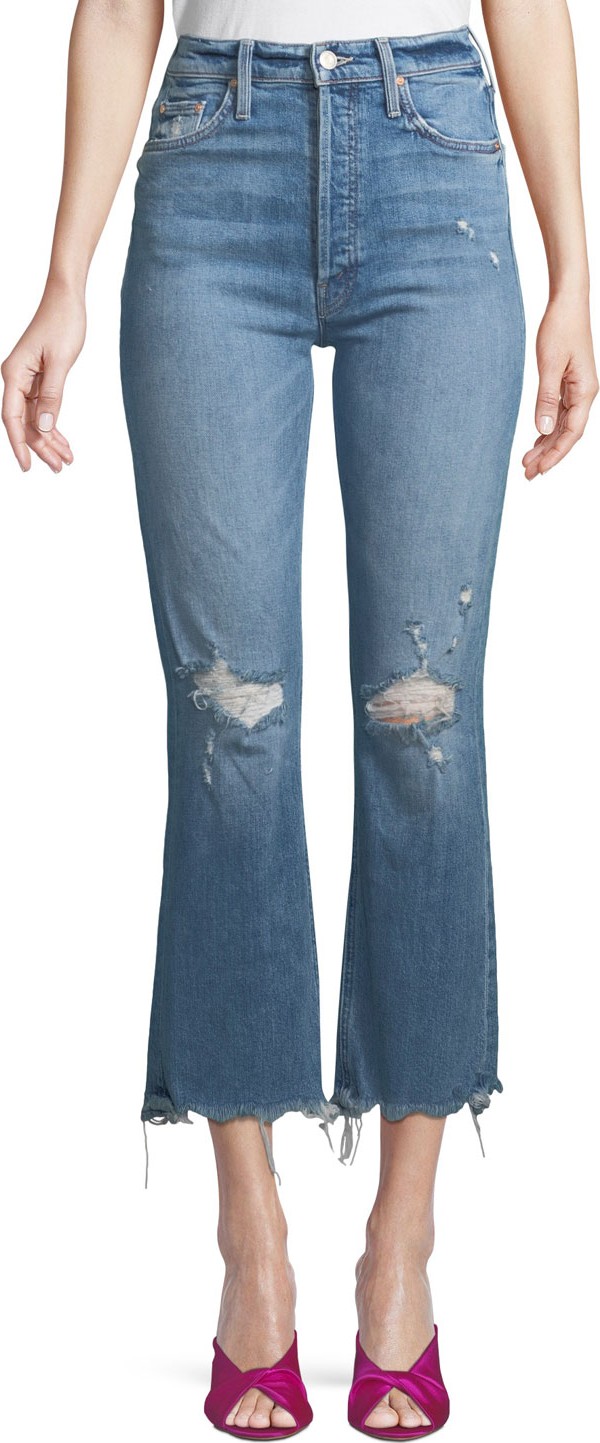 MOTHER The Tripper High-Rise Distressed Ankle Jeans