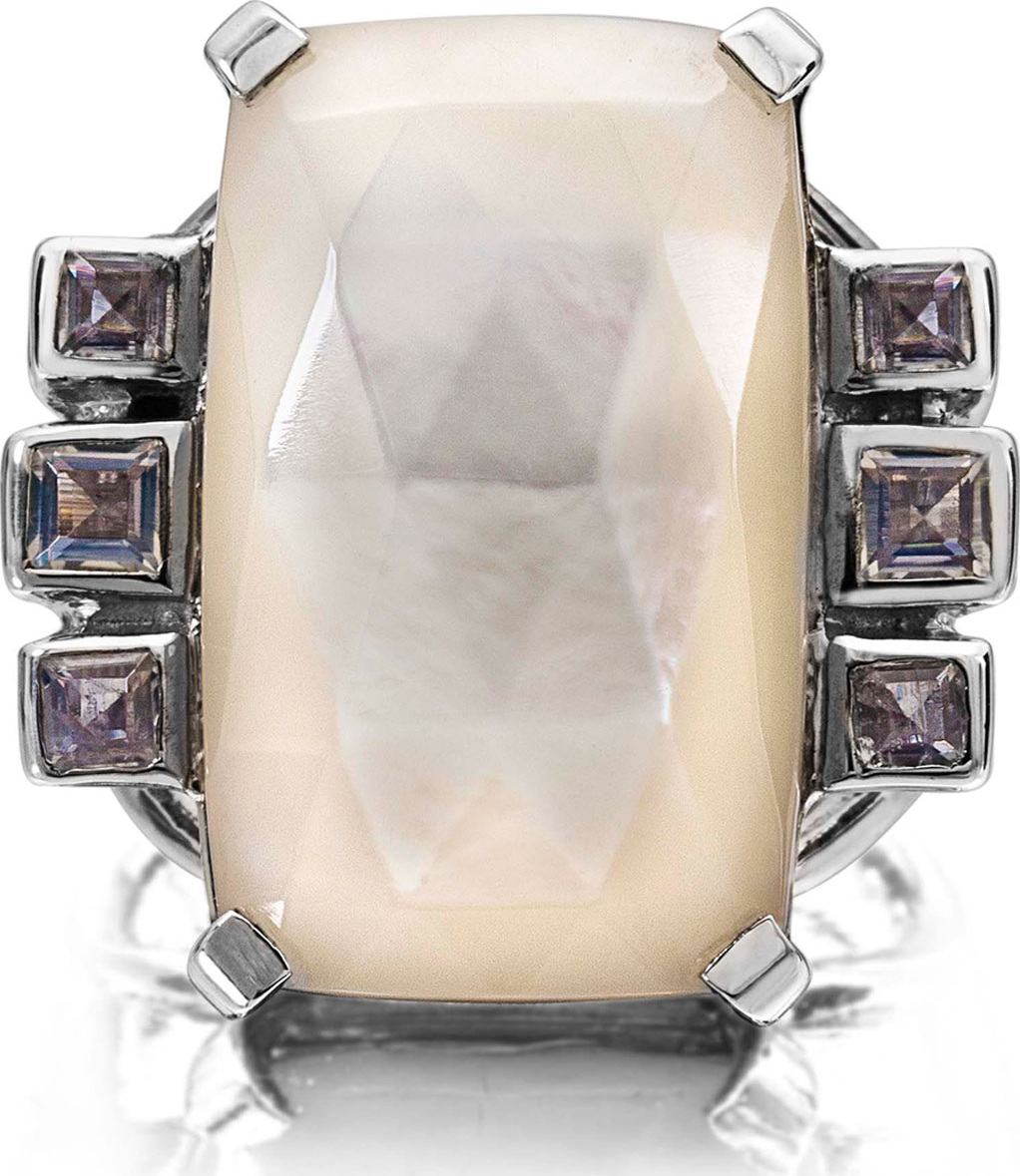 Stephen Dweck Cushion Crystal Cocktail Ring, White/Purple