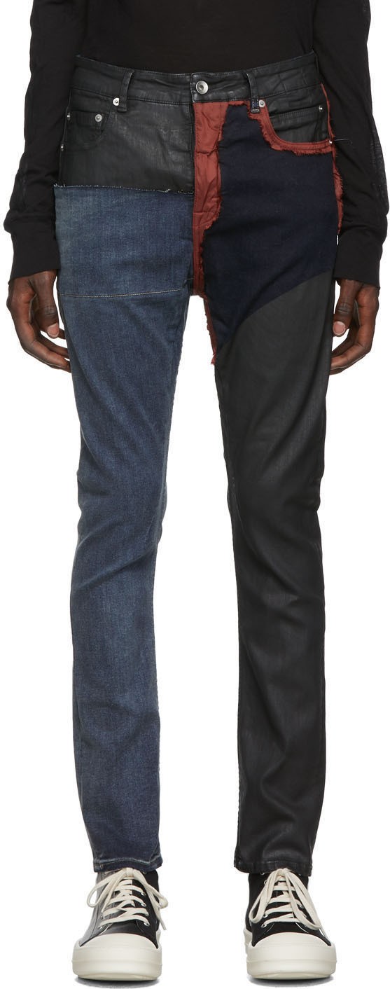 Rick Owens DRKSHDW Blue & Red Detroit Cut Jeans
