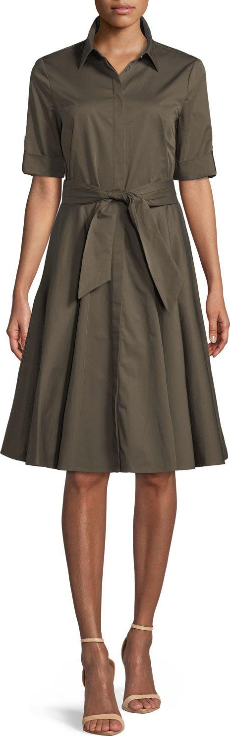 Badgley Mischka Safari Belted Fit-&-Flare Shirtdress