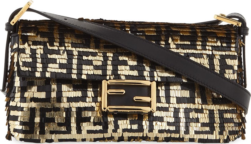 Fendi Baguette FF Paillette and Calf Shoulder Bag